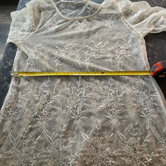 Free people White sheer lace crochet dress with embroidery - Picture 3 of 4